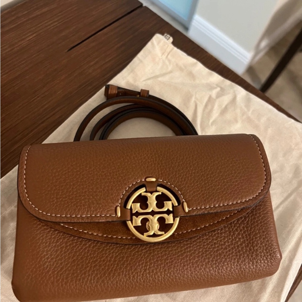 Tory Burch Miller Wallet Leather Crossbody Bag - Light Umber